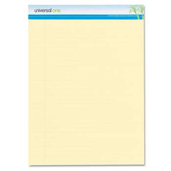 UNIVERSAL OFFICE PRODUCTS Sugarcane Based Writing Pads, 8 1/2 x 11 3/4 Legal, Canary, 2 50 Sheet Pads/Pk