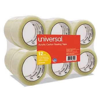 UNIVERSAL OFFICE PRODUCTS General-Purpose Acrylic Box Sealing Tape, 48mm x 100m, 3" Core, Clear, 12/Pack