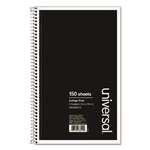 UNIVERSAL OFFICE PRODUCTS 3 Sub. Wirebound Notebook, 9 1/2 x 6, College Rule, 120 Sheets, Black Cover