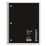UNIVERSAL OFFICE PRODUCTS 1 Sub. Wirebound Notebook, 11 x 8 1/2, College Rule, 100 Sheets, Black Cover