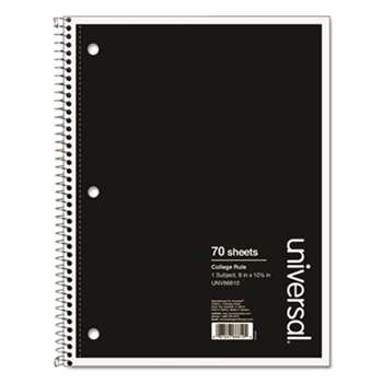 Universal 66610 Wirebound Notebook, 8 x 10-1/2, College Ruled, 70 Sheets, Assorted Color Cover