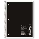 UNIVERSAL OFFICE PRODUCTS 1 Sub. Wirebound Notebook, 10 1/2 x 8, Wide Rule, 70 Sheets, Black Cover