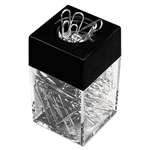 UNIVERSAL OFFICE PRODUCTS Paper Clips w/Magnetic Dispenser, Wire, 1 3/8", Silver, 12/100 Carton Boxes