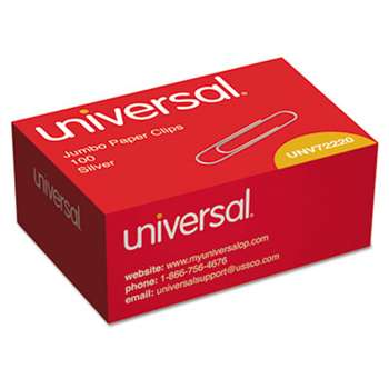 UNIVERSAL OFFICE PRODUCTS Smooth Paper Clips, Wire, Jumbo, Silver, 1000/Pack