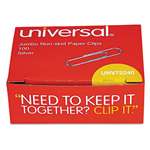 UNIVERSAL OFFICE PRODUCTS Nonskid Paper Clips, Wire, Jumbo, Silver, 1000/Pack