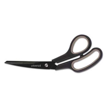 UNIVERSAL OFFICE PRODUCTS Industrial Scissors, 8" Length, Bent, Black Carbon Coated Blades, Black/Gray