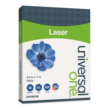 UNIVERSAL OFFICE PRODUCTS Laser Paper, 98 Brightness, 24lb, 8-1/2 x 11, White, 500 Sheets/Ream