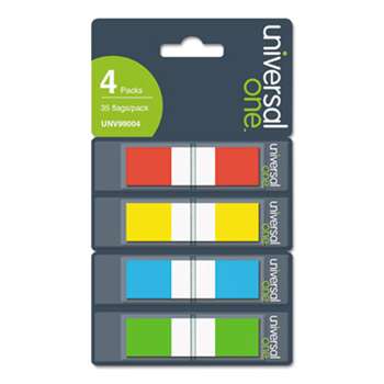 UNIVERSAL OFFICE PRODUCTS Page Flags, Assorted Colors, 35 Flags/Dispenser, 4 Dispensers/Pack