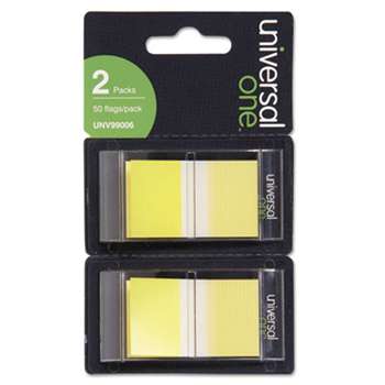 UNIVERSAL OFFICE PRODUCTS Page Flags, Yellow, 50 Flags/Dispenser, 2 Dispensers/Pack