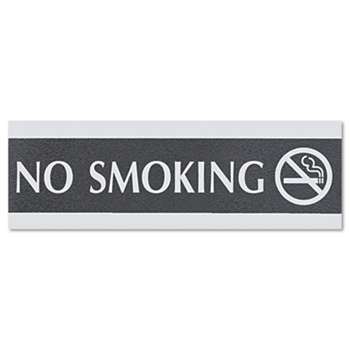 Headline Sign 4757 Century Series Office Sign, NO SMOKING, 9 x 3, Black/Silver