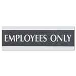 Headline Sign 4760 Century Series Office Sign, EMPLOYEES ONLY, 9 x 3, Black/Silver