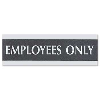 Headline Sign 4760 Century Series Office Sign, EMPLOYEES ONLY, 9 x 3, Black/Silver