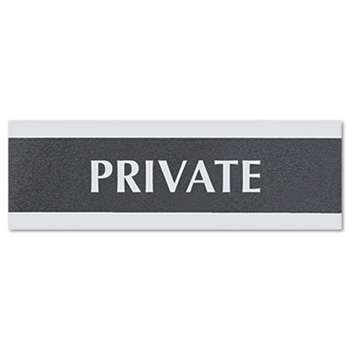 Headline Sign 4761 Century Series Office Sign, PRIVATE, 9 x 3, Black/Silver