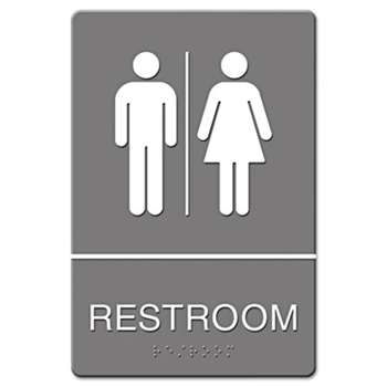 U. S. STAMP & SIGN ADA Sign, Restroom Symbol Tactile Graphic, Molded Plastic, 6 x 9, Gray