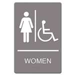U. S. STAMP & SIGN ADA Sign, Women Restroom Wheelchair Accessible Symbol, Molded Plastic, 6 x 9