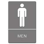 Headline Sign 4817 ADA Sign, Men Restroom Symbol w/Tactile Graphic, Molded Plastic, 6 x 9, Gray