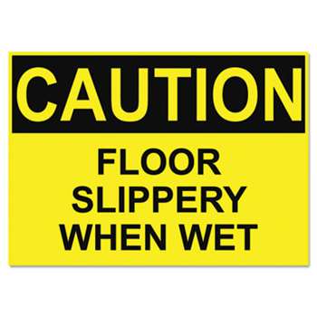 U. S. STAMP & SIGN OSHA Safety Signs, CAUTION SLIPPERY WHEN WET, Yellow/Black, 10 x 14