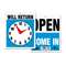 U. S. STAMP & SIGN Double-Sided Open/Will Return Sign w/Clock Hands, Plastic, 7 1/2 x 9