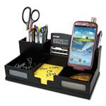 VICTOR SYSTEMS/KARDEX Midnight Black Desk Organizer with Smartphone Holder, 10 1/2 x 5 1/2 x 4, Wood