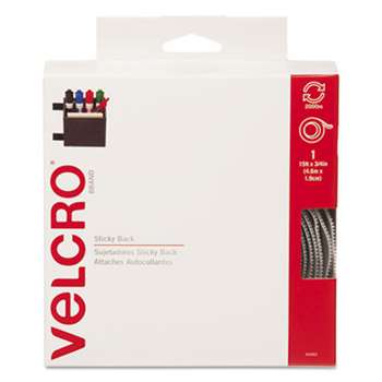 VELCRO USA, INC. Sticky-Back Hook and Loop Fastener Tape with Dispenser, 3/4 x 15 ft. Roll, White