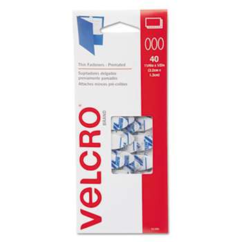VELCRO USA, INC. Oval Hook and Loop Fasteners, 7 1/4 x 3, White, 40/Pack