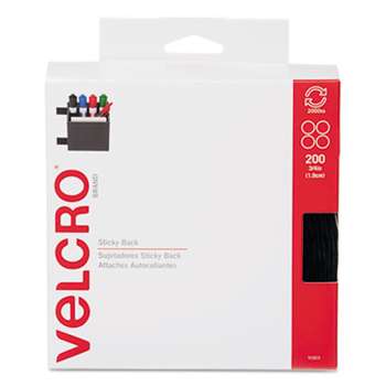 VELCRO USA, INC. Sticky-Back? Fasteners, 3/4" dia. Coins, Black, 200/BX