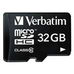 VERBATIM CORPORATION microSDHC Card w/Adapter, Class 10, 32GB