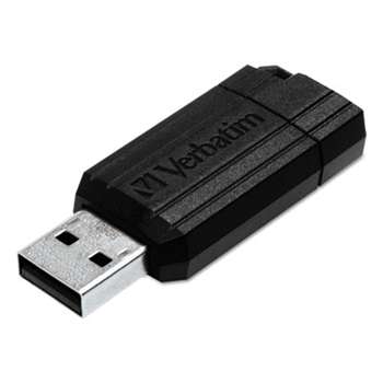 Verbatim 49065 PinStripe USB 2.0 Drive, 64GB, Black