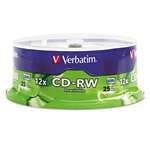 VERBATIM CORPORATION CD-RW Discs, 700MB/80min, 4X/12X, Spindle, 25/Pk