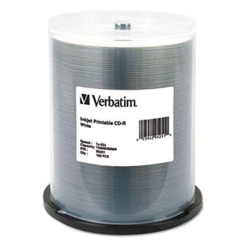 Verbatim 95251 CD-R, 52x, 700MB, Inkjet Printable, White, 100/Pack