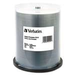 VERBATIM CORPORATION CD-R, 700MB, 52X, White Inkjet Printable, Hub Printable, 100/PK Spindle