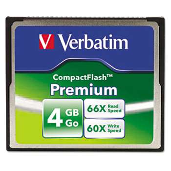 VERBATIM CORPORATION Premium CompactFlash Memory Card, 4GB, 66X Read Speed/60X Write Speed