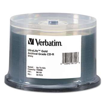 VERBATIM CORPORATION UltraLife Gold Archival Grade CD-R w/Branded Surface 700MB 52X, 50/PK Spindle