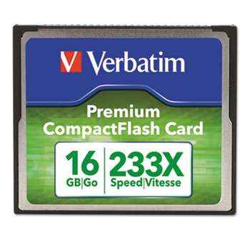 VERBATIM CORPORATION Premium CompactFlash Memory Card, 16GB, 233X Maximum Transfer Rate