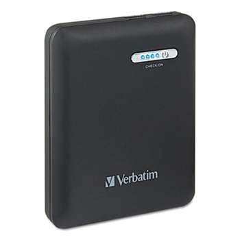 Verbatim 98343 Dual USB Power Pack Charger for Mobile Devices, 12000mAh Battery Capacity, Black