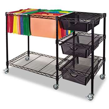 Vertiflex VF50621 Mobile File Cart w/Drawers, 38w x 15 1/2d x 28h, Black