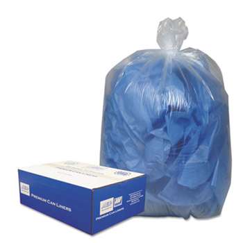 WEBSTER INDUSTRIES Clear Low-Density Can Liners, 7-10gal, .6mil, 24 x 23, Clear, 500/Carton