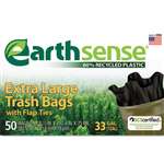 WEBSTER INDUSTRIES Large Trash Bags, 33gal, .75mil, 32.5 x 40, Black, 50 Bags/Box