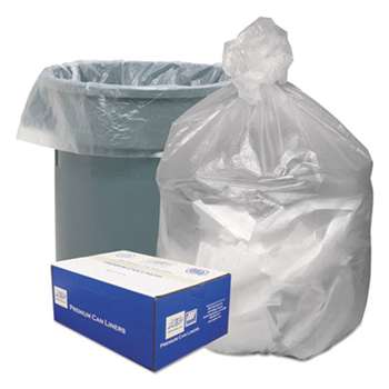 WEBSTER INDUSTRIES High Density Waste Can Liners, 30gal, 8 Microns, 30 x 36, Natural, 500/Carton