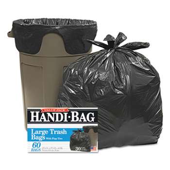 WEBSTER INDUSTRIES Super Value Pack Trash Bags, 30gal, .65mil, 30 x 33, Black, 60/Box