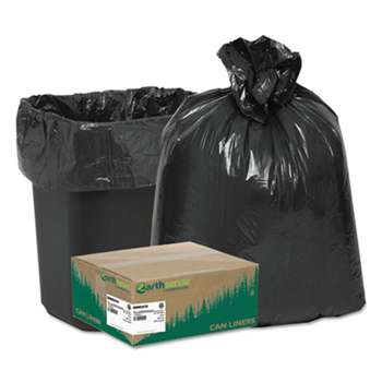 WEBSTER INDUSTRIES Recycled Can Liners, 7-10gal, .85mil, 24 x 23, Black, 500/Carton