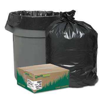 WEBSTER INDUSTRIES Recycled Can Liners, 56gal, 2mil, 43 x 47, Black, 100/Carton