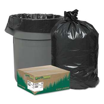 WEBSTER INDUSTRIES Recycled Can Liners, 40-45gal, 1.25mil, 40 x 46, Black, 100/Carton