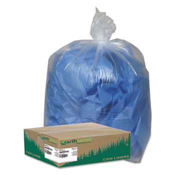 WEBSTER INDUSTRIES Clear Recycled Can Liners, 55-60gal, 1.5mil, Clear, 100/Carton