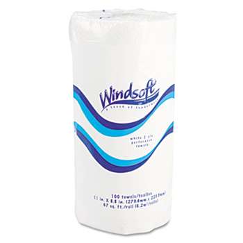 Windsoft 1220CT Perforated Paper Towel Rolls, 11" x 8 4/5", White, 100/Roll, 30 Rolls/Carton