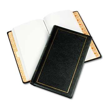 WILSON JONES CO. Looseleaf Minute Book, Black Leather-Like Cover, 250 Unruled Pages, 8 1/2 x 14
