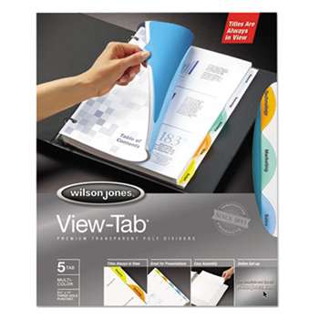 WILSON JONES CO. View-Tab Transparent Index Dividers, 5-Tab, Round, Letter, Assorted