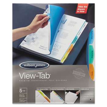 WILSON JONES CO. View-Tab Transparent Index Dividers, 5-Tab, Rectangle, Letter, Assorted