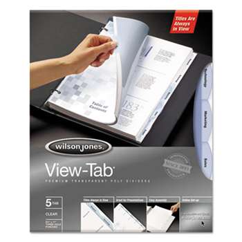 WILSON JONES CO. View-Tab Transparent Index Dividers, 5-Tab, Rectangle, Letter, Clear