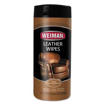 WEIMAN Leather Wipes, 7 x 8, 30/Canister